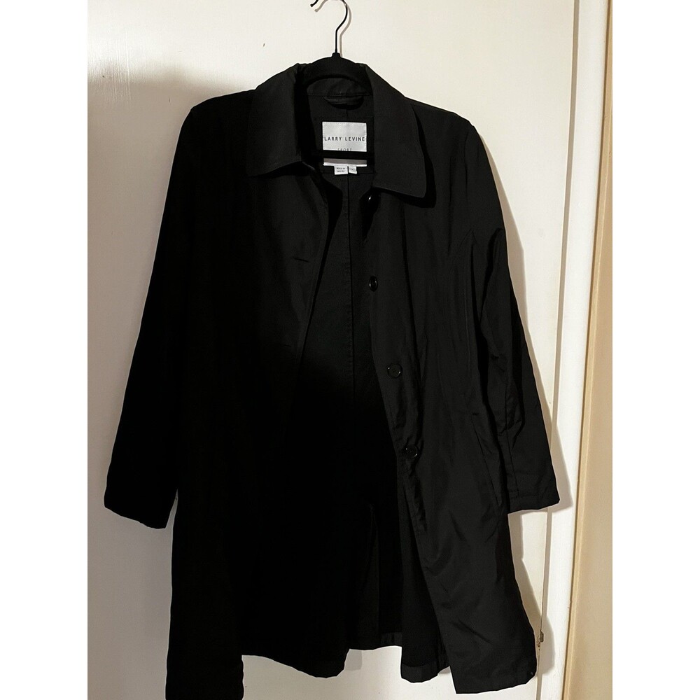 Larry Levine Sport Black Classic Trench Coat - Size S